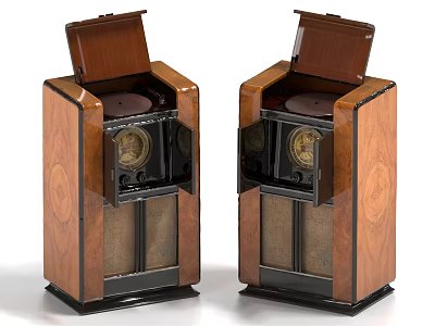 Vintage Radio Vintage Phonograph Vertical Alarm Clock Antique Clock 3d model