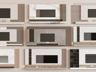 Modern TV background wall 3d model