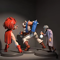 Colorful Character Dolls With Red Hair Spiked Armor Purple Robe And Potion Bottle