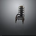 Unique Horn Accent Chair With Spine Like Back And Leather Seat Design