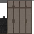 Modern Multi Door Wooden Wardrobe With Woven Panels And Metal Handles