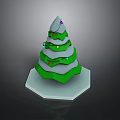 Green Layered Christmas Tree With Colorful Lights Gray Top And White Hexagonal Base