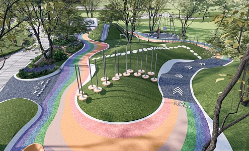 Modern Park Children's Park Rainbow Runway Micro Terrain Landscape Children's Equipment Slide Swing 3d model