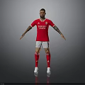 Man Wearing Red Benfica Jersey With Emirates Logo White Shorts Number 5 And Tattoos Standing