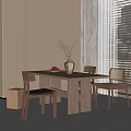 Modern Dining Table and Chair Combination Dining Chair Rectangular Dining Table 3d model