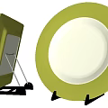 Modern Green Dinnerware Set with Round Square Plates and Metal Holders