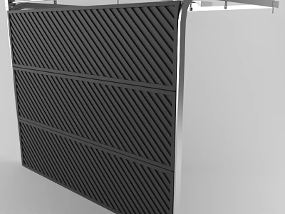 Modern Black Panel with Diagonal Textured Patterns and Metal Frame 3d model