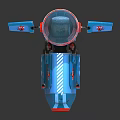 Blue Sci Fi Mechanical Vehicle Featuring Transparent Cockpit Red Details And Tracks