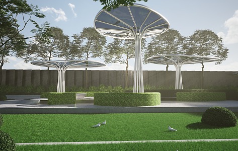 Outdoor mushroom umbrella-shaped landscape pavilion landscape gallery 3d model