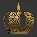 Elegant Golden Crown Jewelry With Intricate Filigree Patterns And Ornate Details