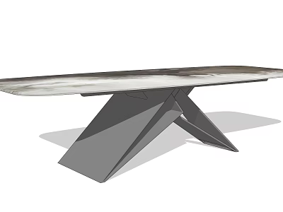 Modern Dining Table With Sleek Marble Top And Geometric Metal Base 3d model