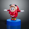 Red Cartoon Character With Open Arms And Smiling Expression Standing On Blue Base 3d model