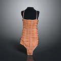 Orange Vertical Striped Bodysuit On Black Mannequin Daily Life Essential Wear