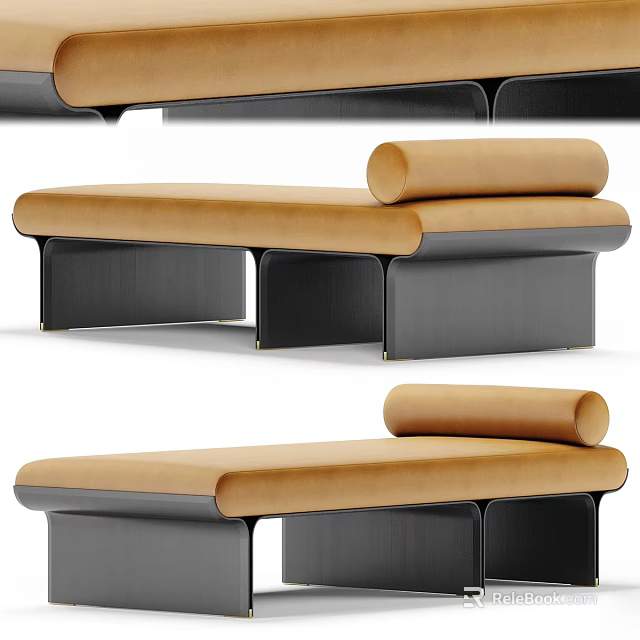 Modern Single Sofa With Brown Fabric Upholstery And Rolled Backrest Wooden Base 3d model 