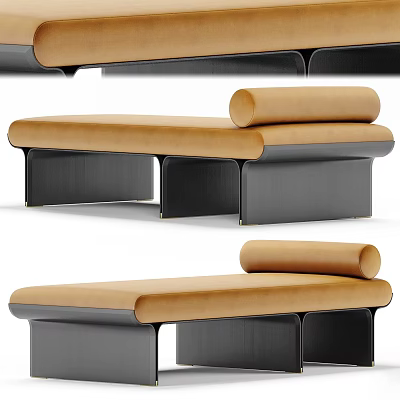 Modern Single Sofa With Brown Fabric Upholstery And Rolled Backrest Wooden Base 3d model