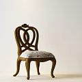 Classic Wooden Single Chair With Intertwined Carved Backrest And Patterned Seat