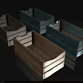 Four Rustic Wooden Storage Boxes With Natural And Blue Tones Open Top Design
