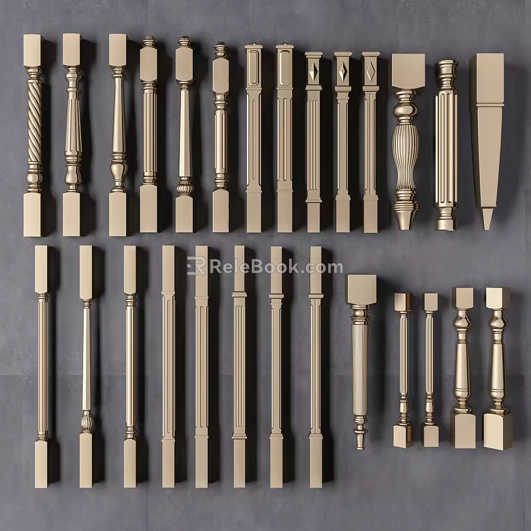 Jane European Railing Stair Railing Baluster Column Combination 3d model