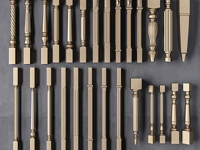 Stylish Metal Railings Showcasing Various Decorative Patterns And Sleek Architectural Designs 3d model