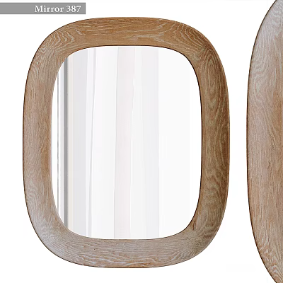 Oval Mirror With Light Wooden Frame Against Curtain 3d model Oval Mirror With Light Wooden Frame Against Curtain 3d model