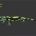 Fire Salamander with Black and Yellow Spots on Reflective Surface Against Gray Background 3d model