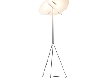 Sleek Modern Floor Lamp With White Double Lampshades And Tripod Metal Base 3d model