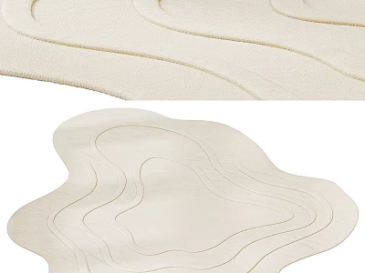 Cream Colored Shaped Rug With Wavy Curved Design For Modern Home Decor 3d model