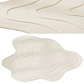 Cream Colored Shaped Rug With Wavy Curved Design For Modern Home Decor