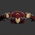 Iron Man Character In Red And Gold Armor With Chest Reactor And Blue Glowing Details