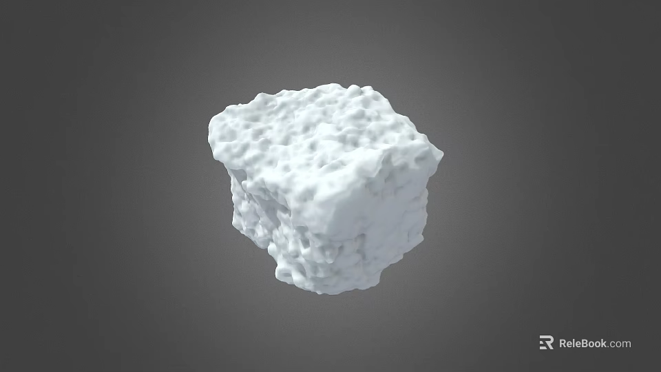 White Tofu Block with Rough Surface Texture Isolated on Gray Background 3d model