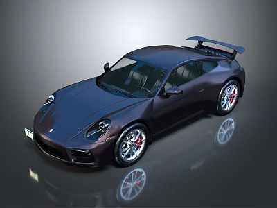 Dark Sports Car With Rear Spoiler Shiny Exterior And Stylish Alloy Wheels 3d model