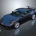 Dark Sports Car With Rear Spoiler Shiny Exterior And Stylish Alloy Wheels