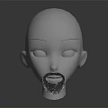 Close Up View Of White Head Model With Detailed Beard Texture 3d model