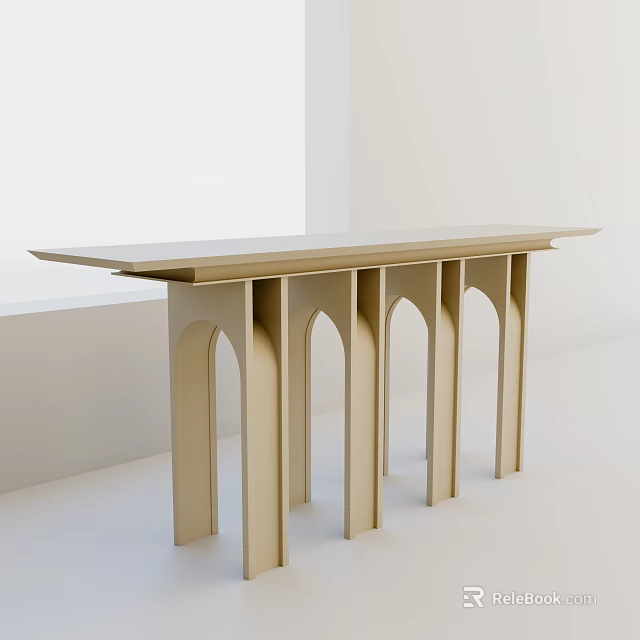 Modern Console Table With Arched Legs And Sleek Light Color Design 3d model 