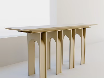 Modern Console Table With Arched Legs And Sleek Light Color Design 3d model