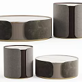 Modern Round Coffee Table With Marble Top And Fabric Upholstered Base Design 3d model