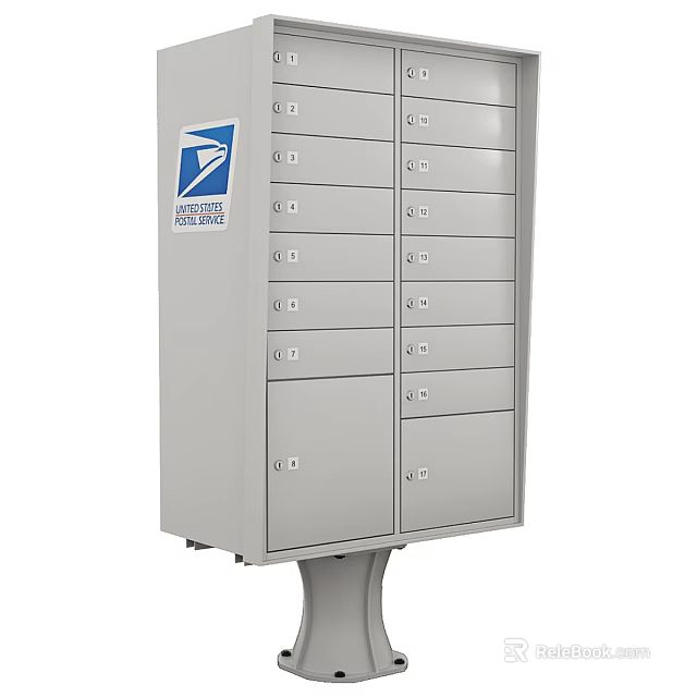 USPS Community Mailboxes Public Facility With Multiple Metal Compartments For Residential Use 3d model 