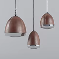 Three Modern Brown Leather Pendant Lights With Stitched Design And Silver Base 3d model
