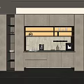 Modern Sideboard Interior Design With Lighting Open Storage Shelves And Countertop