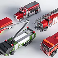 Colorful Toy Fire Trucks With Ladder Crane And Various Models Design