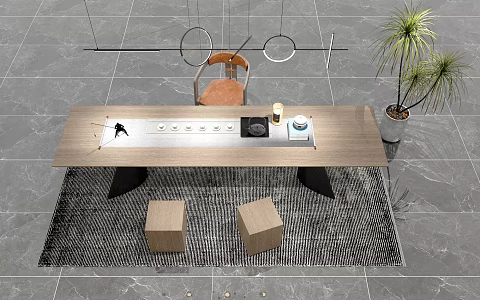 Desk table and chair combination 3d model