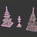 Ancient Traditional Stone Pagodas In Scenic Landscape With Multi Tiered Structures And Various Sizes