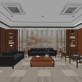 Modern Office Interior Design With Wooden Walls Large Windows Desk Sofa And Carpet