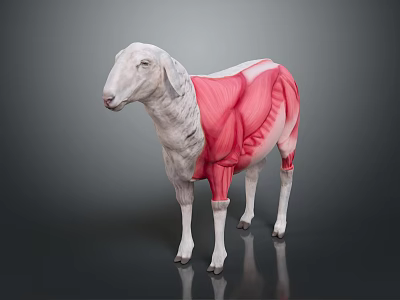 Detailed 3D Illustration of Sheep Muscle Anatomy Showing Muscular Body Structure 3d model