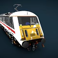 Modern Intercity Train With White Black Exterior And Red Stripe Details