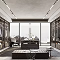 Modern Walk in Closet Design With Floor to Ceiling Wardrobes Large Windows And Central Seating