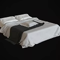 Double Bed with White Bed Sheets Black Blanket and Pillows in Bedroom