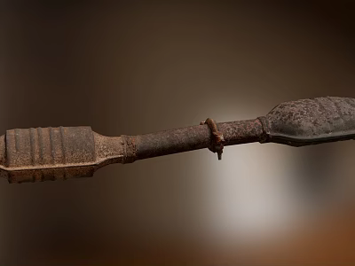 Rusty Metal Hardware Tool With Worn Handle And Sharp Blade 3d model