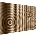 Wooden Bed Accent Wall With Wavy 3D Pattern 3d model