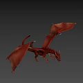 Red Dragon Game And Movie Character With Large Wings Open Mouth Fierce Posture